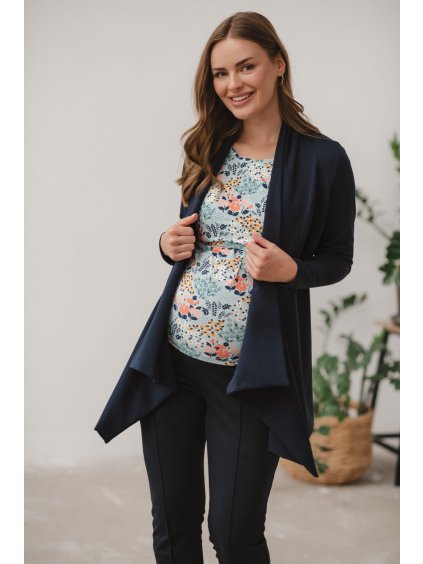 Těhotenský kardigan modrý