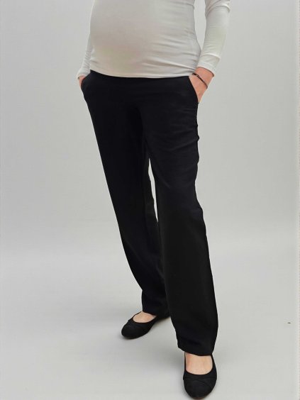 kalhoty pro těhotné lněné černé