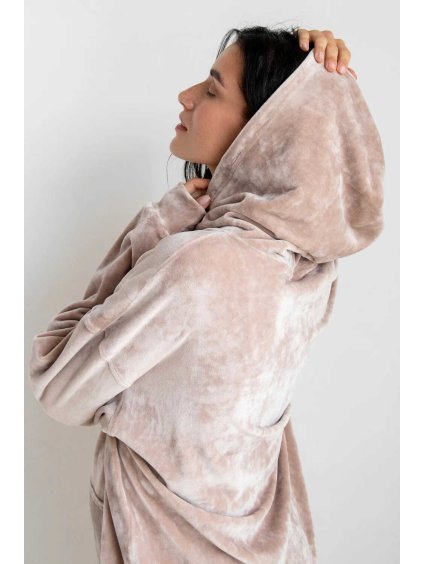 oversize těhotenská mikina 3v1 béžová plyšová