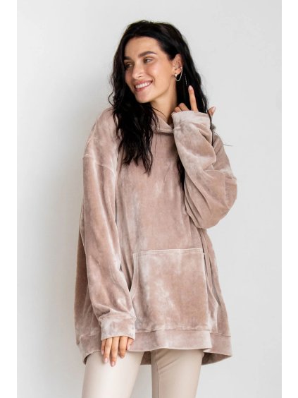 Těhotenská a kojicí mikina béžová plyš