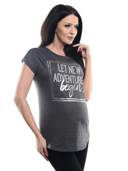 Těhotenské tričko s nápisem grafitové pohled z boku