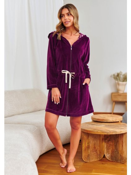 Župan pro těhotné fialový burgundy