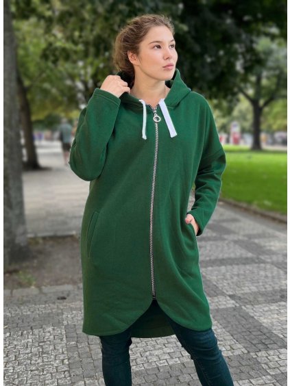 zateplená těhotenská mikina tmavě zelená paris