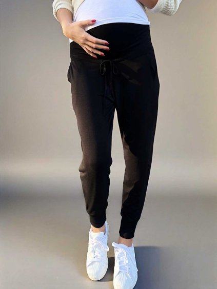 těhotenské tepláky joggersy černé