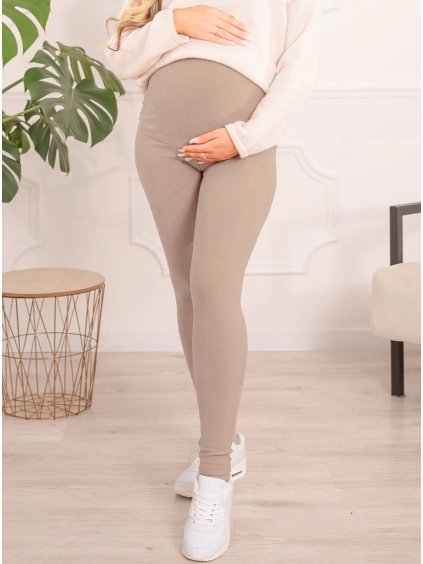 Těhotenské legíny světle béžové teplé
