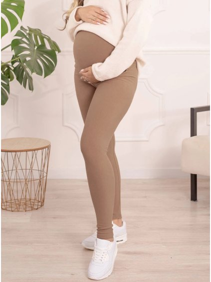 Těhotenské legíny zateplené tmavě béžové