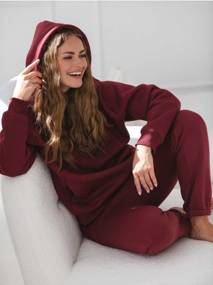 teplá těhotenská mikina burgundy s fleecem 3v1