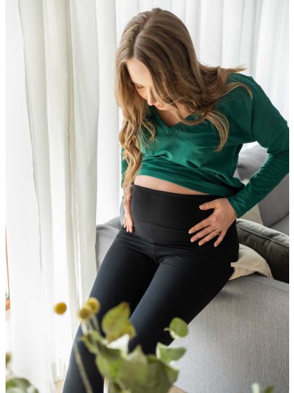 těhotenské legíny s vysokým pasem černé