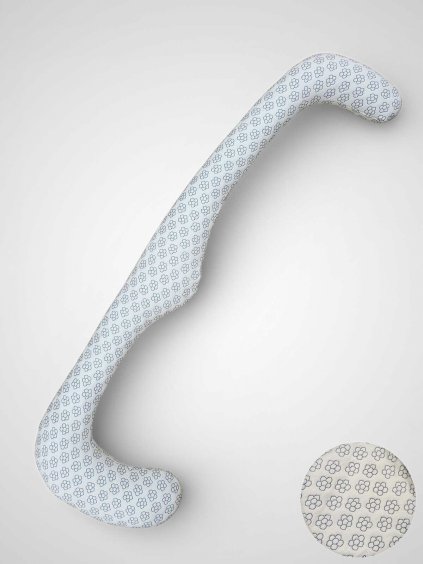 kojicí polštář e ecru modré kvítky