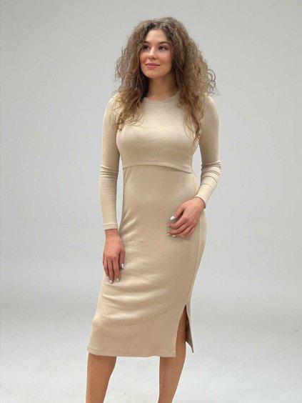 těhotenské šaty světle béžové 3v1