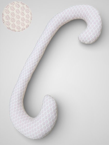 Těhotenský a kojicí polštář ecru růžové kvítky