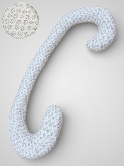 těhotenský a kojicí polštář ecru s modrými kvítky