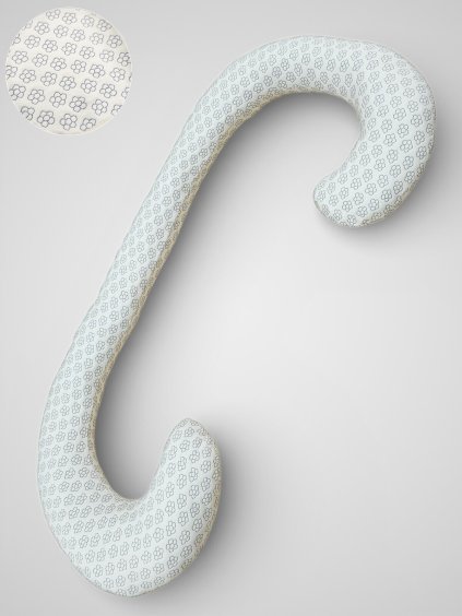 Těhotenský a kojicí polštář ecru šedé kvítky