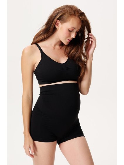 Těhotenské legíny bezešvé krátké černé