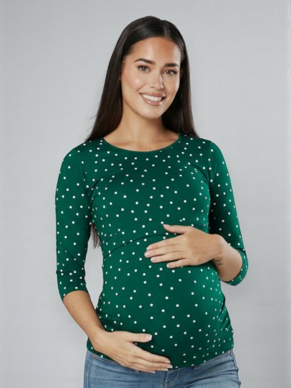 těhotenské a kojicí tričko zelené 3v1