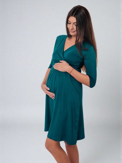 těhotenské šaty tmavě tyrkysové