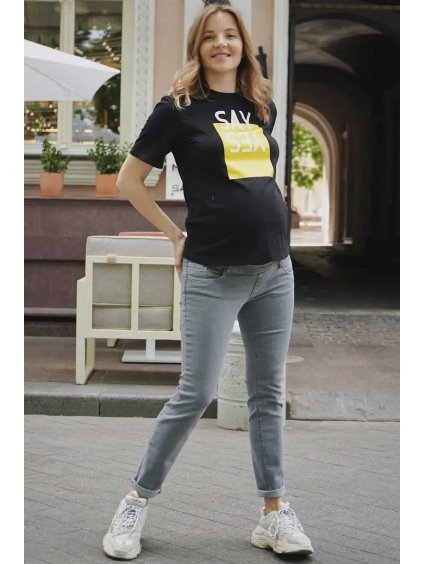 těhotenské džíny šedé bavlněné