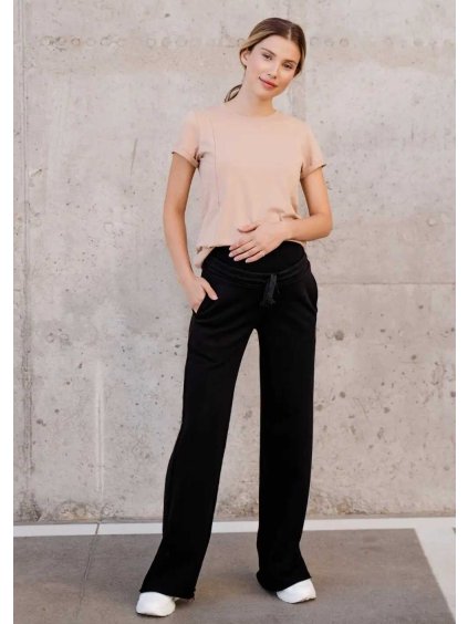 těhotenské tepláky široké černé