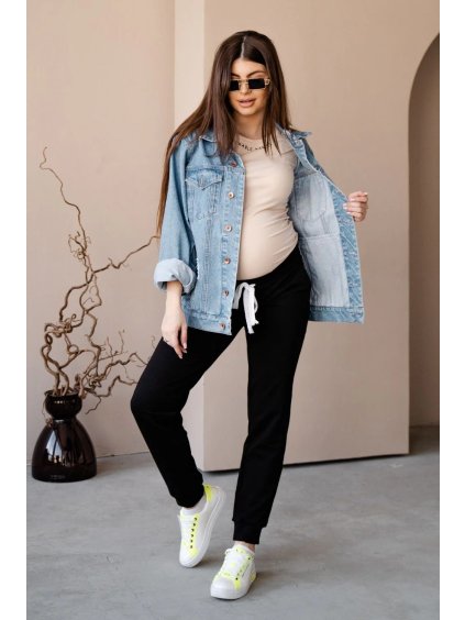 Těhotenské tepláky černé úzké