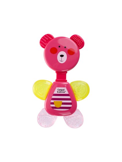 Chladící kousátko s chrastítkem medvídek růžový