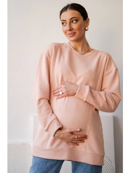 Těhotenská a kojicí mikina broskvová 3v1