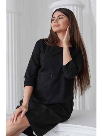 Těhotenské a kojicí šaty černé se zipy