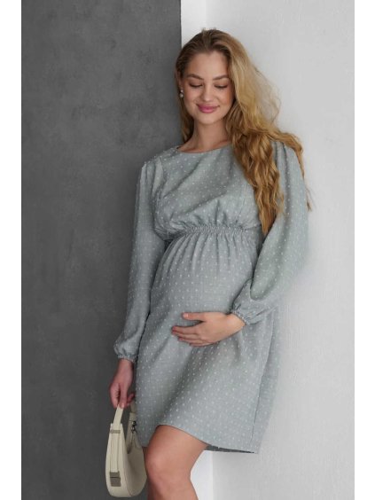 těhotenské šaty s dlouhým rukávem šedé kojicí