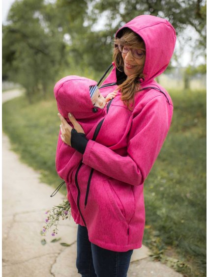 softshellová nosicí parka růžová žíhaná