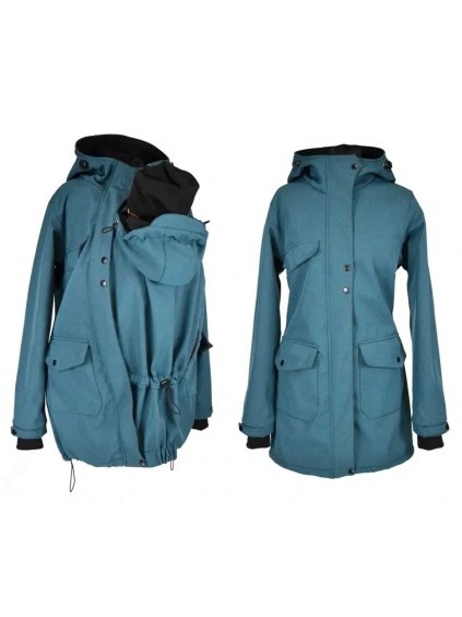 softshellový nosicí kabát petrolej žíhaný