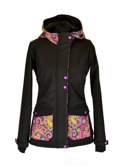 softshellová nosící bunda černá s ornamenty