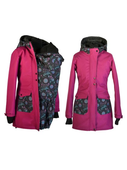nosicí kabát softshellový fuchsie lapače snů