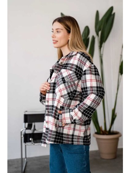 teplá těhotenská košile černo bílá kostkovaná