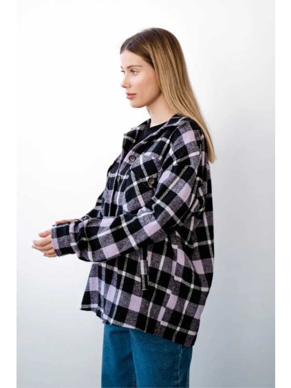 zateplená těhotenská košile kostkovaná pohled z boku