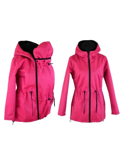 softshellová nosicí parka růžová žíhaná