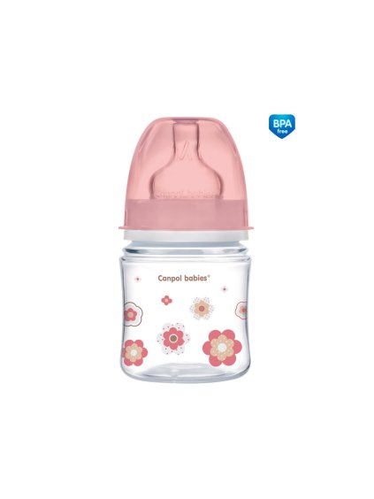 Canpol babies Láhev se širokým hrdlem NEWBORN BABY 120ml růžová