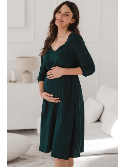 Těhotenské šaty tmavě zelené v