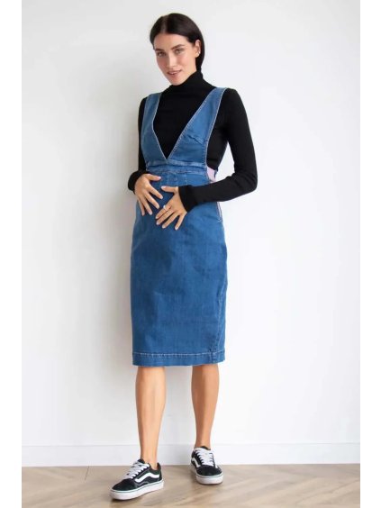 Džínová těhotenská šatovka modrá