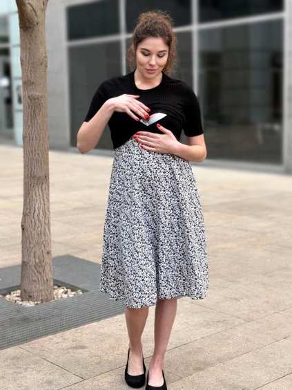 kojicí šaty černo bílé s kvítky