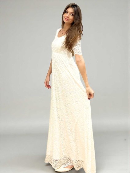 svatební šaty pro těhotné celeste smetanově bílé krajkové