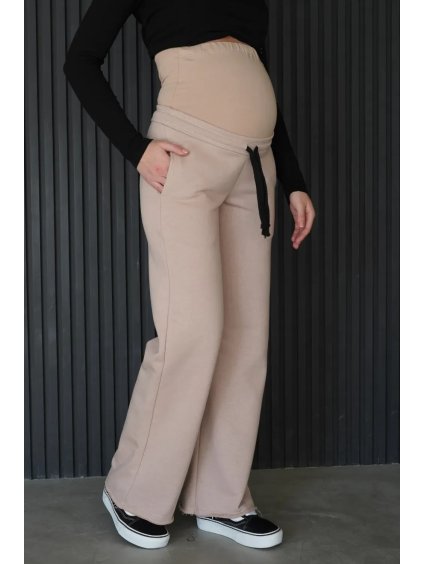 Těhotenské tepláky béžové volné