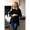 Elegantní těhotenská a kojící blůza 3v1 Mommy černá bavlněná (Velikost 2XL)