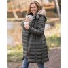 Zimní těhotenský a nosící kabát 3v1 Lilly khaki péřový multifunkční (Velikost 3XL)