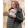 Zimní těhotenský a nosící kabát 3v1 Lilly khaki péřový multifunkční (Velikost 3XL)