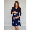 těhotenské a kojící šaty tmavě modré s květy