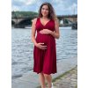 elegantní těhotenské šaty na ramínka bordó