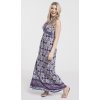 Dlouhé těhotenské šaty vzorované fialové letní