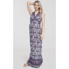 Dlouhé těhotenské šaty vzorované fialové