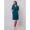 Elegantní těhotenské a kojící šaty petrolejové