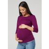 Těhotenské tričko dlouhý rukáv fialové