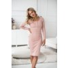 Těhotenské a kojícví šaty pudrově růžové žebrované 1